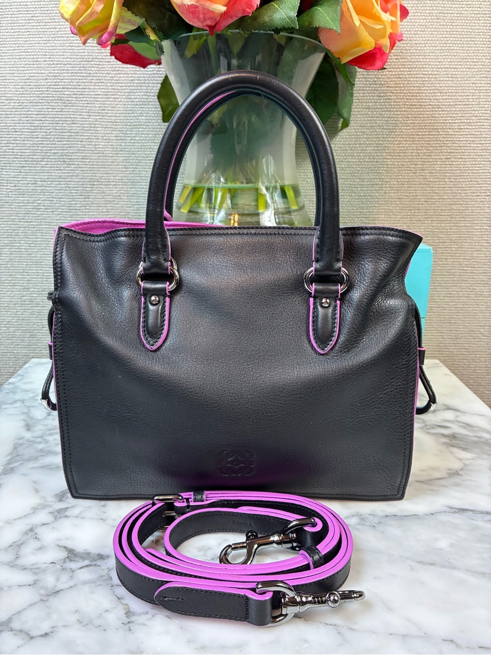 Loewe Flamenco Mini Black & Purple Rare Crossbody Bag - Excellent Condition🔥